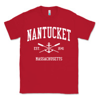 Red nantucket ma vintage crossed oars & boat anchor sports pullover hoodie Classic Tee - linhVisuals
