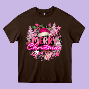 Pink Merry Christmas Heavy Core Tee Designed By Fadigitalartstudio