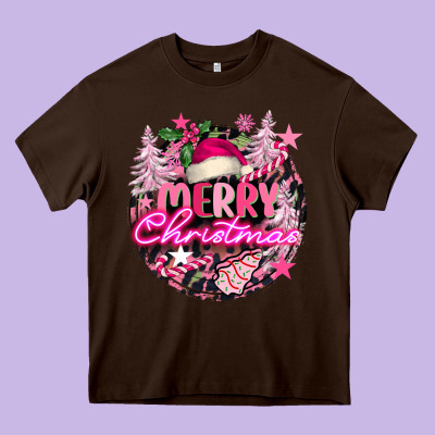 Pink Merry Christmas Heavy Core Tee Designed By Fadigitalartstudio