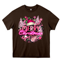 Chocolate Brown pink merry christmas Heavy Core Tee - FaDigitalArtStudio