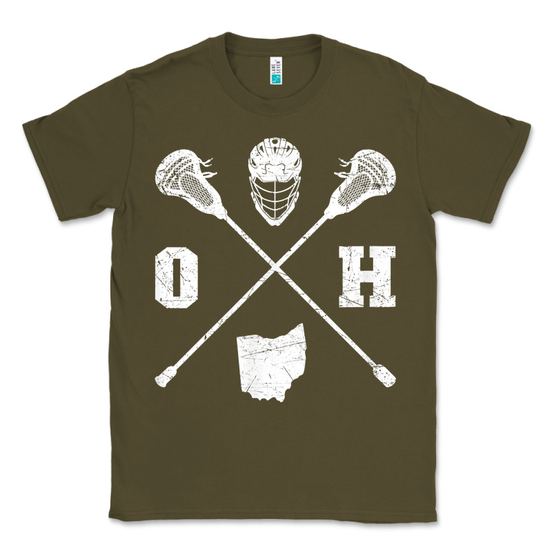 Ohio Lacrosse Sticks & Helmet State Outline Lax Player T Shirt Classic Tee by linhVisuals | Teevron