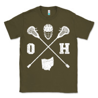 Army Green ohio lacrosse sticks & helmet state outline lax player t shirt Classic Tee - linhVisuals
