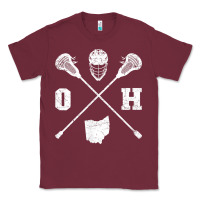 Burgundy ohio lacrosse sticks & helmet state outline lax player t shirt Classic Tee - linhVisuals