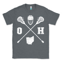 Charcoal Heather ohio lacrosse sticks & helmet state outline lax player t shirt Classic Tee - linhVisuals