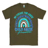 Army Green no excuse child abuse prevention awareness leopard rainbow t shirt Classic Tee - linhVisuals