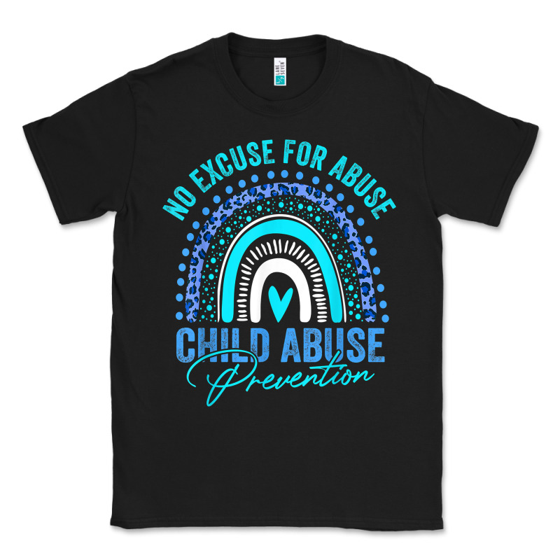 No Excuse Child Abuse Prevention Awareness Leopard Rainbow T Shirt Classic Tee by linhVisuals | Teevron