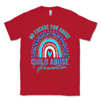 Red no excuse child abuse prevention awareness leopard rainbow t shirt Classic Tee - linhVisuals