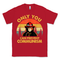 Red vintage only you can prevent communism funny bear camping t shirt Classic Tee - linhVisuals