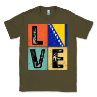Army Green vintage retro i love bosnia flag for bosnian pride gift t shirt Classic Tee - linhVisuals