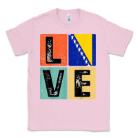 Bubblegum Pink vintage retro i love bosnia flag for bosnian pride gift t shirt Classic Tee - linhVisuals