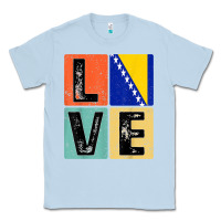 Dusty Blue vintage retro i love bosnia flag for bosnian pride gift t shirt Classic Tee - linhVisuals