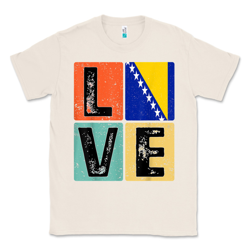 Vintage Retro I Love Bosnia Flag For Bosnian Pride Gift T Shirt Classic Tee by linhVisuals | Teevron