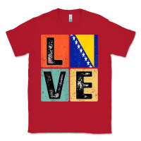 Red vintage retro i love bosnia flag for bosnian pride gift t shirt Classic Tee - linhVisuals