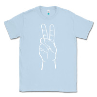 Dusty Blue peace sign two fingers hand gesture symbol illustration t shirt Classic Tee - linhVisuals