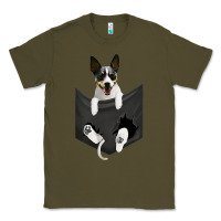 Army Green rat terrier dog in pocket, rattie puppy, ratting terrier t shirt Classic Tee - linhVisuals