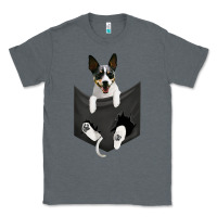 Charcoal Heather rat terrier dog in pocket, rattie puppy, ratting terrier t shirt Classic Tee - linhVisuals