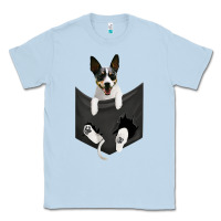 Dusty Blue rat terrier dog in pocket, rattie puppy, ratting terrier t shirt Classic Tee - linhVisuals