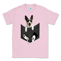 Bubblegum Pink rat terrier dog in pocket, rattie puppy, ratting terrier t shirt Classic Tee - linhVisuals