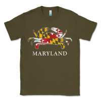 Army Green retro maryland crab state flag vintage travel tank top Classic Tee - linhVisuals