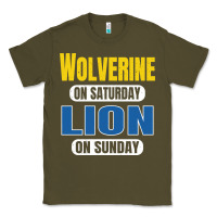 Army Green wolverine on saturday lion on sunday fans detroit vintage pullover hoo Classic Tee - linhVisuals