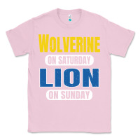Bubblegum Pink wolverine on saturday lion on sunday fans detroit vintage pullover hoo Classic Tee - linhVisuals