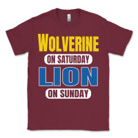 Burgundy wolverine on saturday lion on sunday fans detroit vintage pullover hoo Classic Tee - linhVisuals