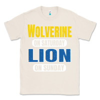 Natural wolverine on saturday lion on sunday fans detroit vintage pullover hoo Classic Tee - linhVisuals