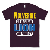 Plum wolverine on saturday lion on sunday fans detroit vintage pullover hoo Classic Tee - linhVisuals