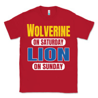 Red wolverine on saturday lion on sunday fans detroit vintage pullover hoo Classic Tee - linhVisuals