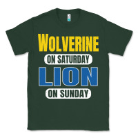 Sports Green wolverine on saturday lion on sunday fans detroit vintage pullover hoo Classic Tee - linhVisuals