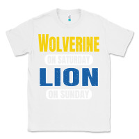 White wolverine on saturday lion on sunday fans detroit vintage pullover hoo Classic Tee - linhVisuals
