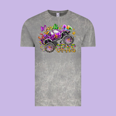 Mardi Gras Monster Truck Vintage Tee Designed By Racoondesign