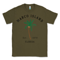 Army Green womens marco island florida colorful palm tree retro novelty art v nec Classic Tee - linhVisuals