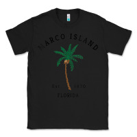 Black womens marco island florida colorful palm tree retro novelty art v nec Classic Tee - linhVisuals