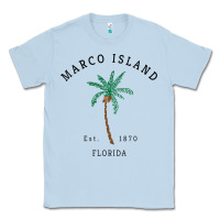 Dusty Blue womens marco island florida colorful palm tree retro novelty art v nec Classic Tee - linhVisuals