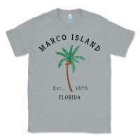 Heather Grey womens marco island florida colorful palm tree retro novelty art v nec Classic Tee - linhVisuals