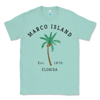 Seafoam womens marco island florida colorful palm tree retro novelty art v nec Classic Tee - linhVisuals