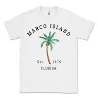 White womens marco island florida colorful palm tree retro novelty art v nec Classic Tee - linhVisuals