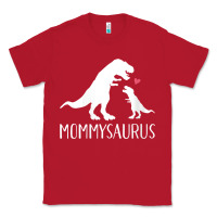 Red womens mommysaurus mom and baby dinosaur v neck t shirt Classic Tee - linhVisuals