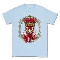 Dusty Blue chicken chick king chicken wearing crown queen chicken animal 228 roos Classic Tee - linhVisuals