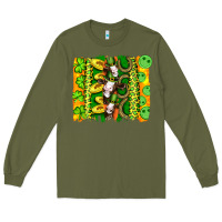 Army Green st patricks cow and coin wıth clovers and leopard brushstrokes Long Sleeve Tee - Artiststas