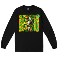 Black st patricks cow and coin wıth clovers and leopard brushstrokes Long Sleeve Tee - Artiststas