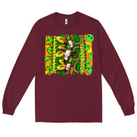 Burgundy st patricks cow and coin wıth clovers and leopard brushstrokes Long Sleeve Tee - Artiststas
