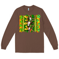 Chestnut st patricks cow and coin wıth clovers and leopard brushstrokes Long Sleeve Tee - Artiststas