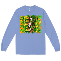 Colony Blue st patricks cow and coin wıth clovers and leopard brushstrokes Long Sleeve Tee - Artiststas
