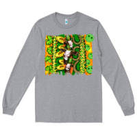 Heather Grey st patricks cow and coin wıth clovers and leopard brushstrokes Long Sleeve Tee - Artiststas