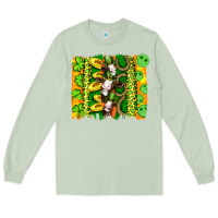Matcha st patricks cow and coin wıth clovers and leopard brushstrokes Long Sleeve Tee - Artiststas