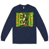 Navy st patricks cow and coin wıth clovers and leopard brushstrokes Long Sleeve Tee - Artiststas
