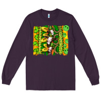 Plum st patricks cow and coin wıth clovers and leopard brushstrokes Long Sleeve Tee - Artiststas