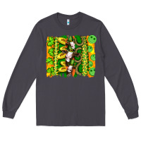 Smoke st patricks cow and coin wıth clovers and leopard brushstrokes Long Sleeve Tee - Artiststas